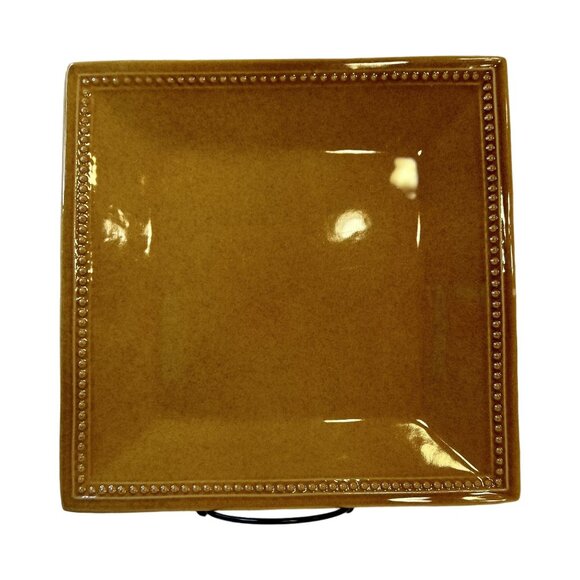 Pier 1 Imports Spice Route Ginger Square Beaded Stoneware 2-Dinner Plates 10.5" - Picture 2 of 10